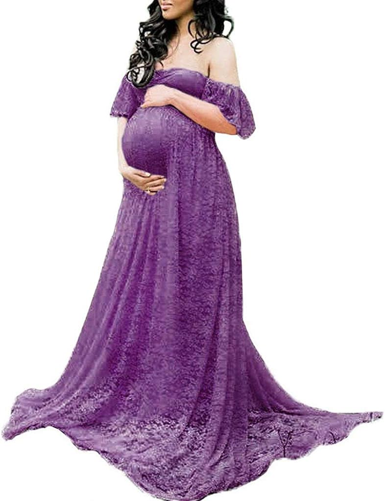 Maternity Photography Props Floral Lace Dress for Baby Shower