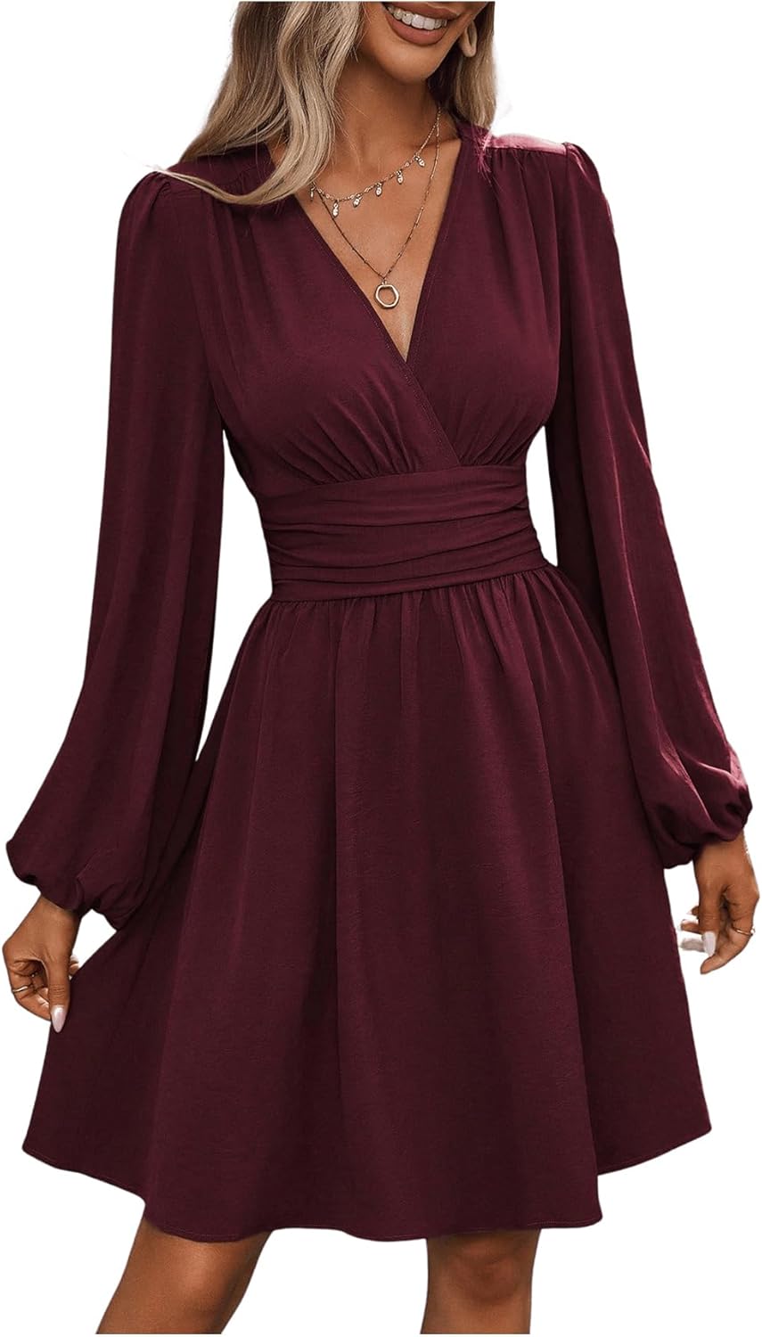 SOLY HUX Elegant V-Neck Swing Dress
