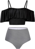 High Waisted Flounce Bikini Set - Tummy Control Off Shoulder Style as