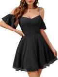 Sparkly Off Shoulder Short Prom Dress - Tulle A-Line Cocktail
