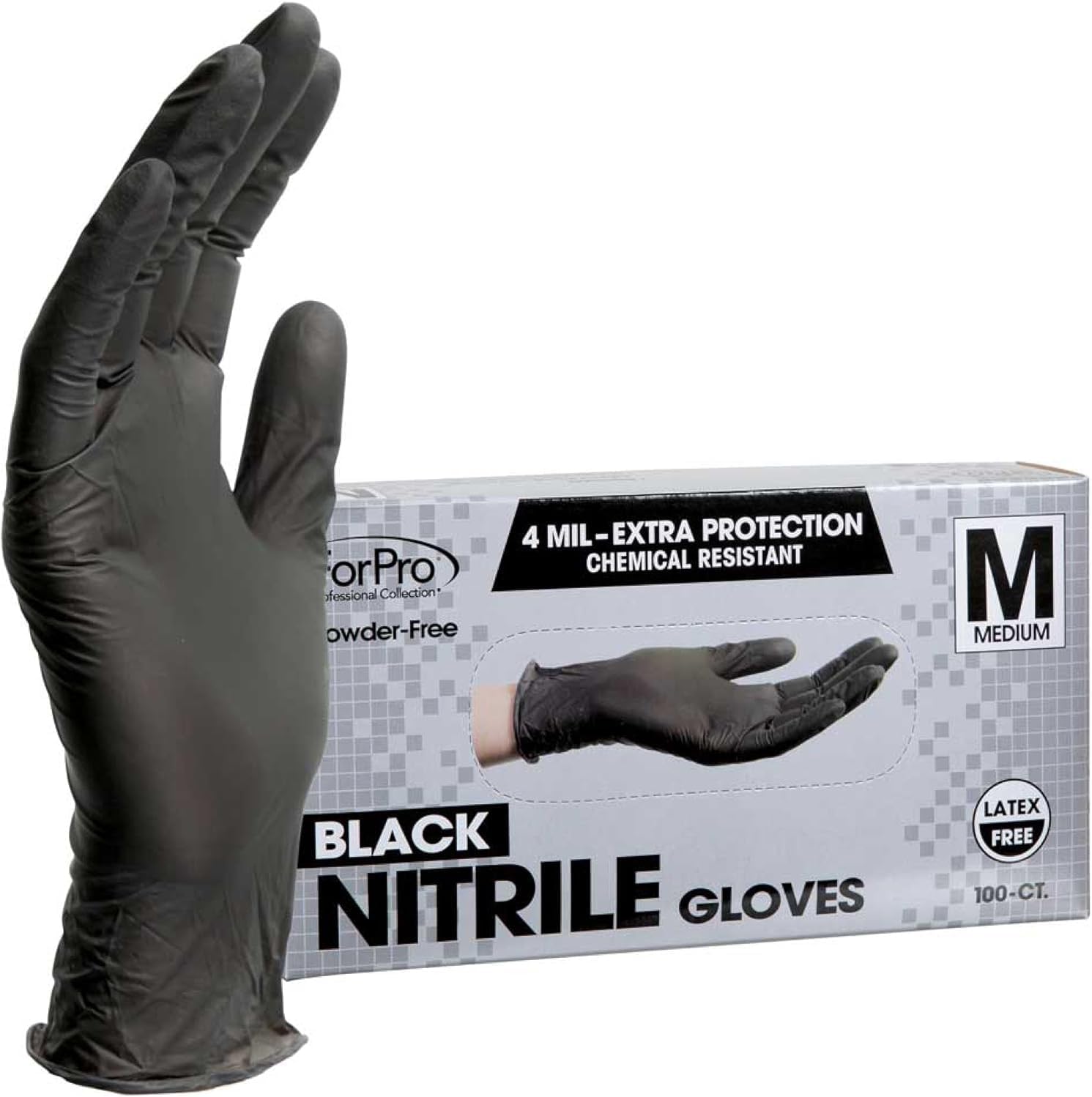ForPro Chemical Resistant Nitrile Gloves, Powder-Free, 4 Mil, Medium