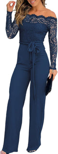 Elegant Off-Shoulder Jumpsuit for Women with Lace Trim Detail