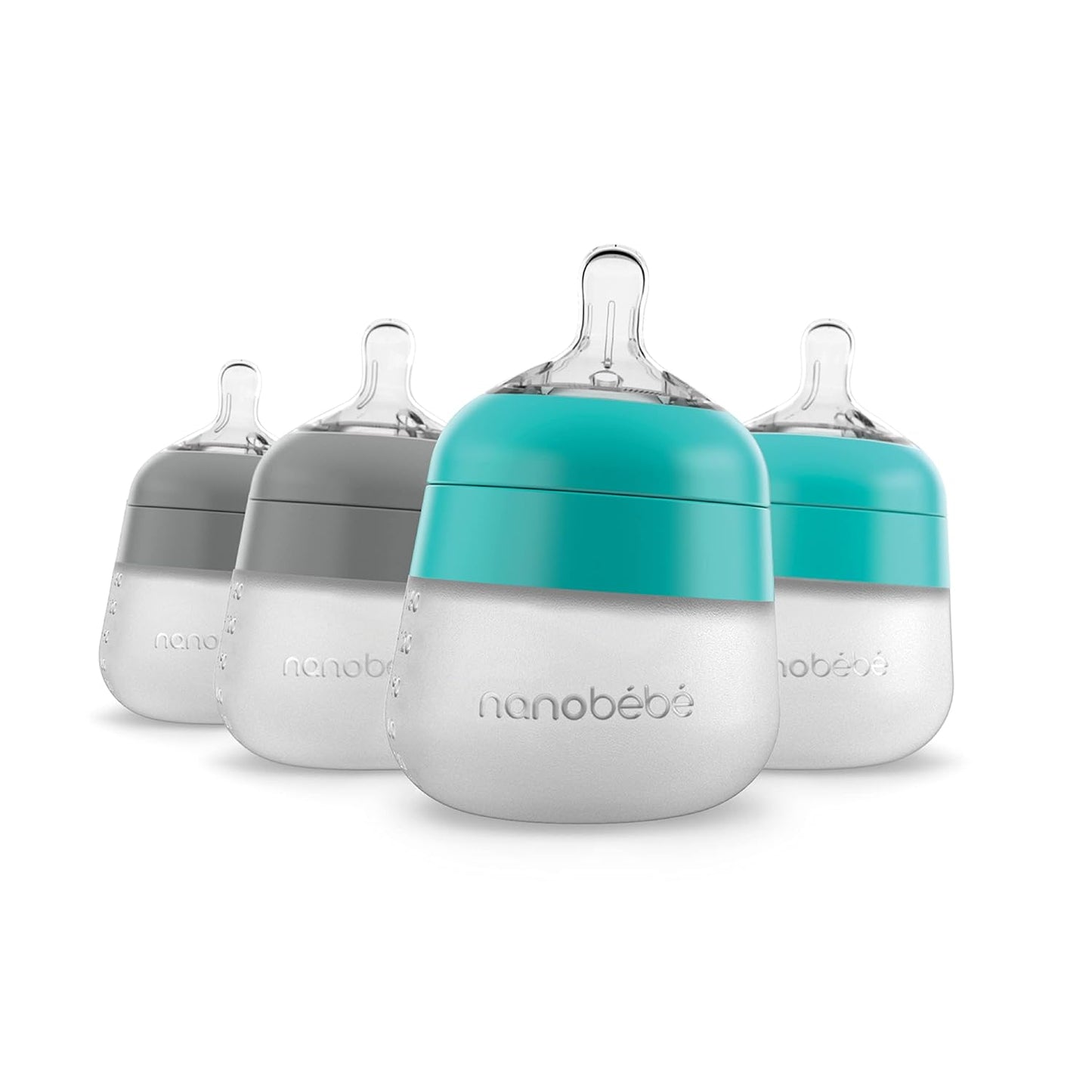 Nanobebe Flexy Silicone Baby Bottle 4-Pack for Easy Feeding