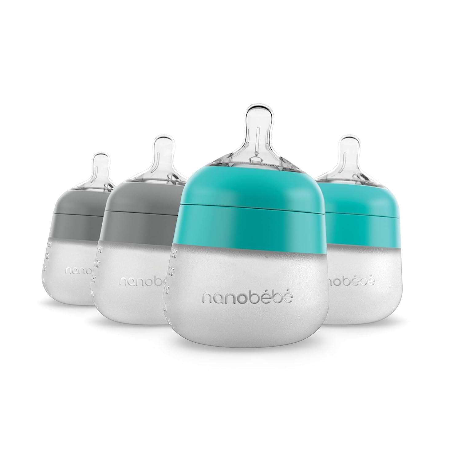 Nanobebe Flexy Silicone Baby Bottle 4-Pack for Easy Feeding