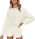 Women's Waffle Knit Long Sleeve Top and Shorts Set - Rayon Cozy