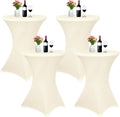 Stretch Spandex Table Covers - 4 Pack Beige, Perfect for Events!