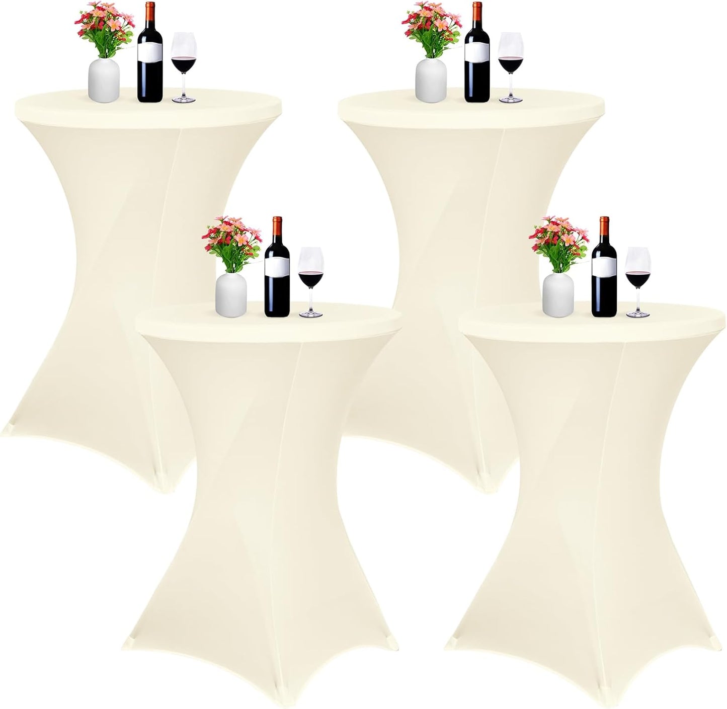 Stretch Spandex Table Covers - 4 Pack Beige, Perfect for Events!