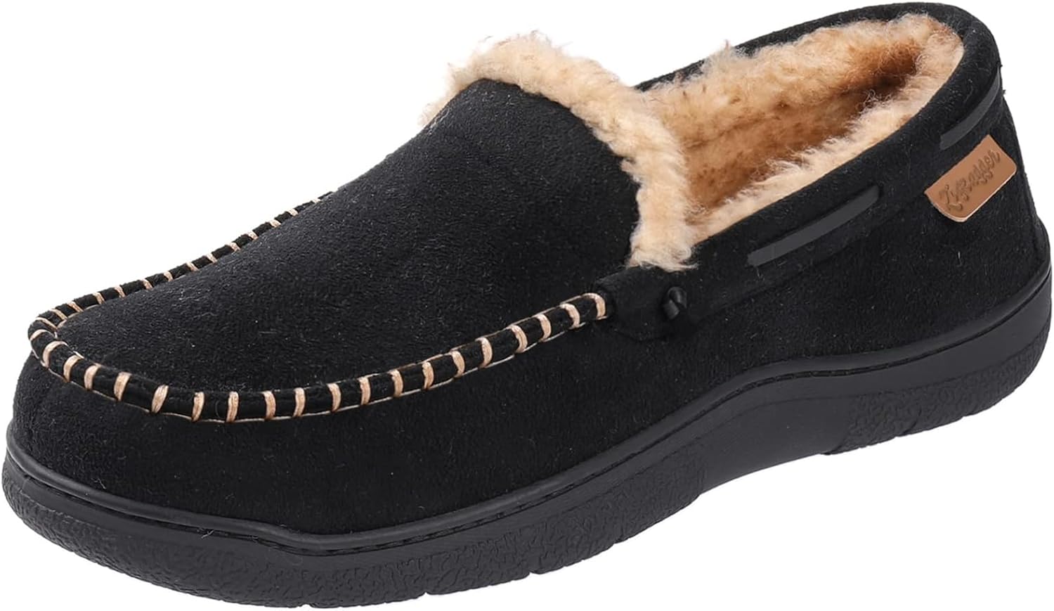 Zigzagger Men's Moccasin Slippers with Memory Foam Comfort