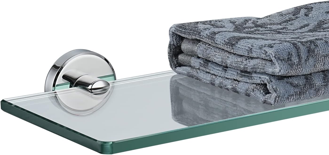 JQK Bathroom Glass Shelf Chrome for Stylish Shower Storage