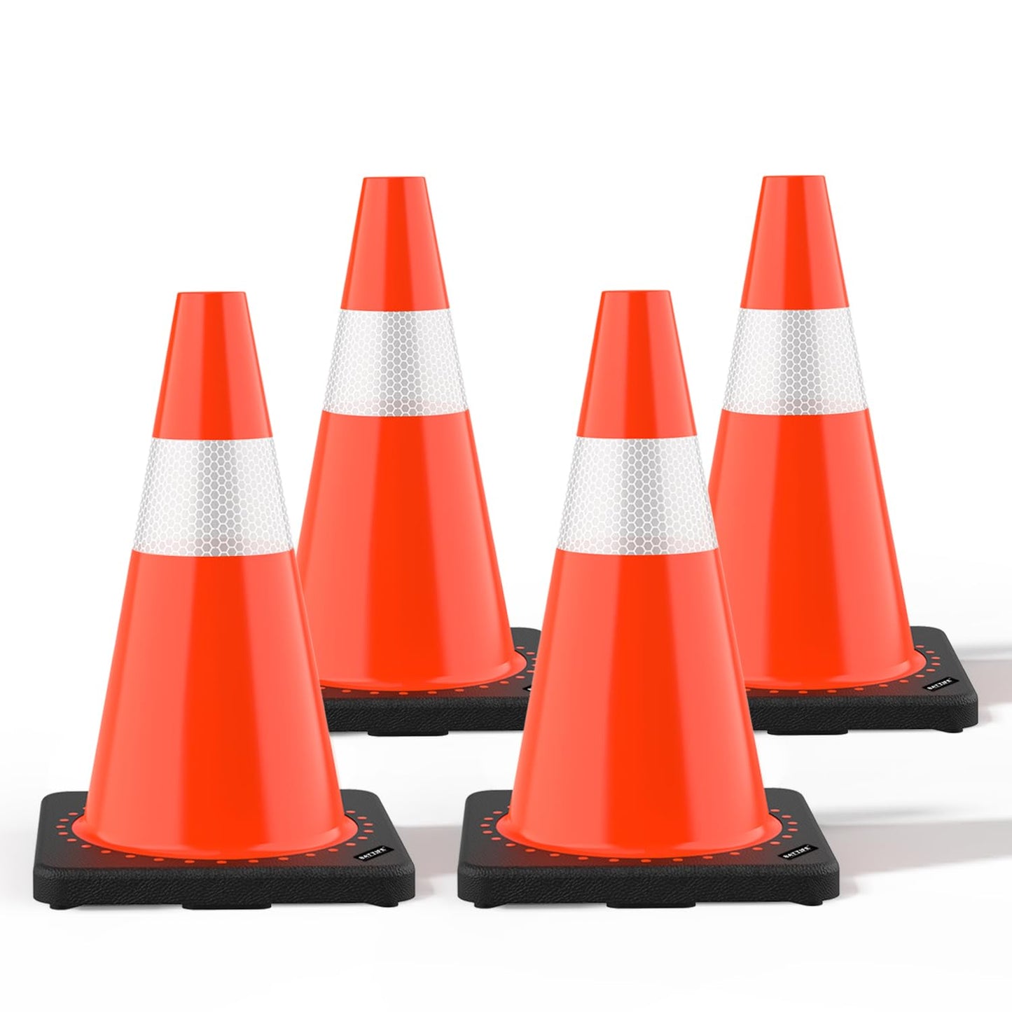 BATTIFE 18 Inch Traffic Cones with Weighted Base for Safety