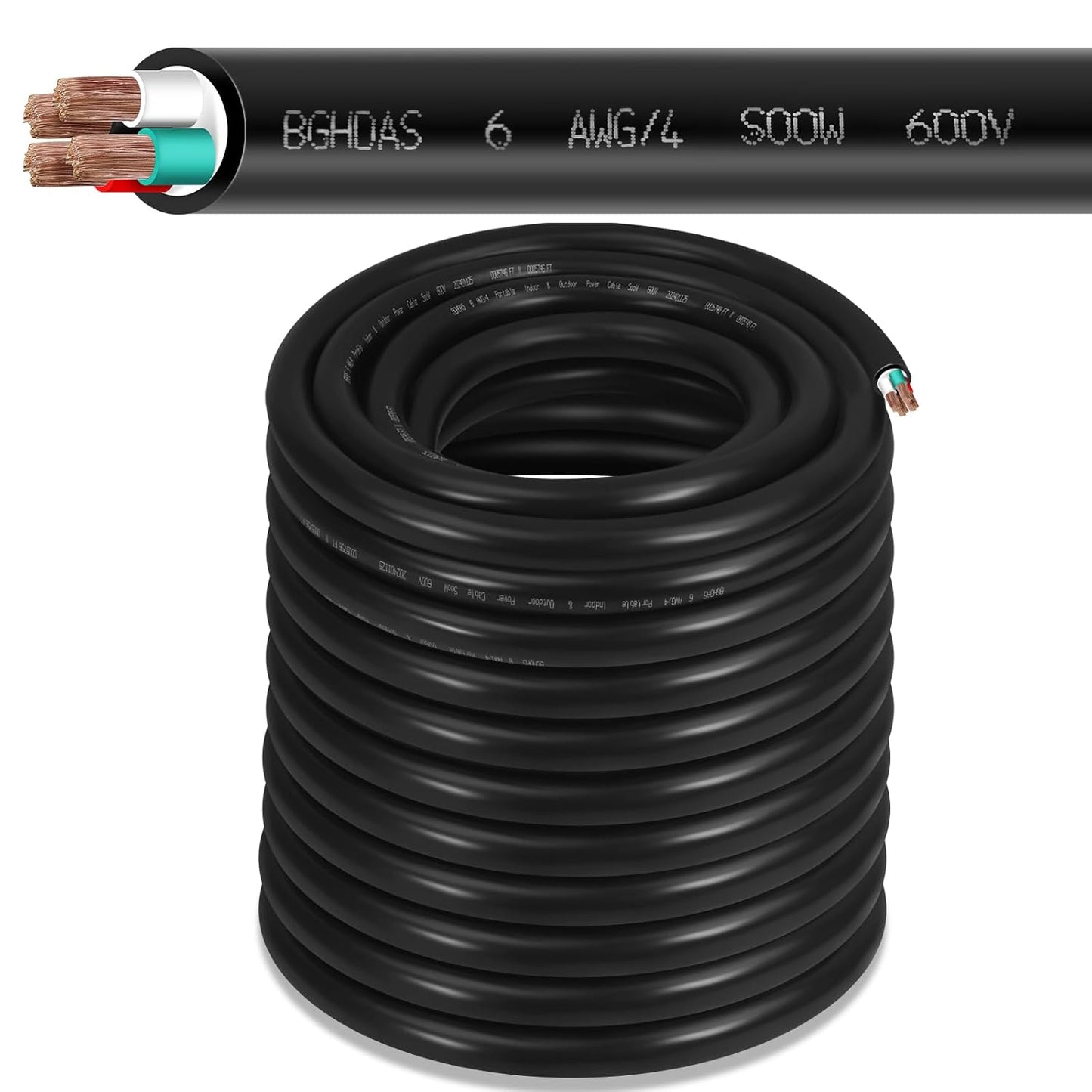 100ft 6/4 SOOW 6 AWG Portable Power Cable for Versatile Use