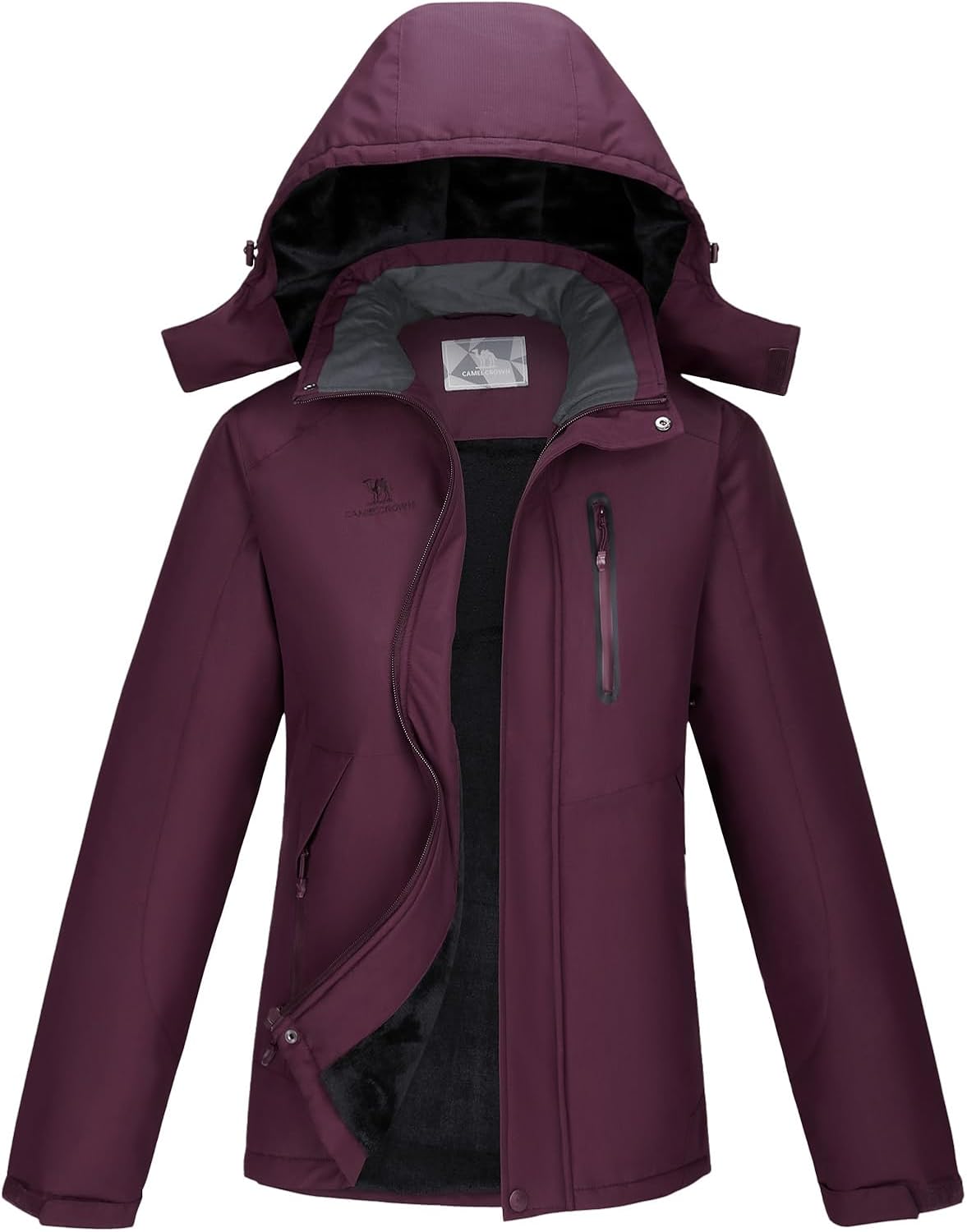 CAMEL CROWN Women's Hooded Ski Jacket ~ Warm & Waterproof