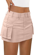 Stylish LILLUSORY Women's Jean Cargo Mini Skirt Dress with Pockets