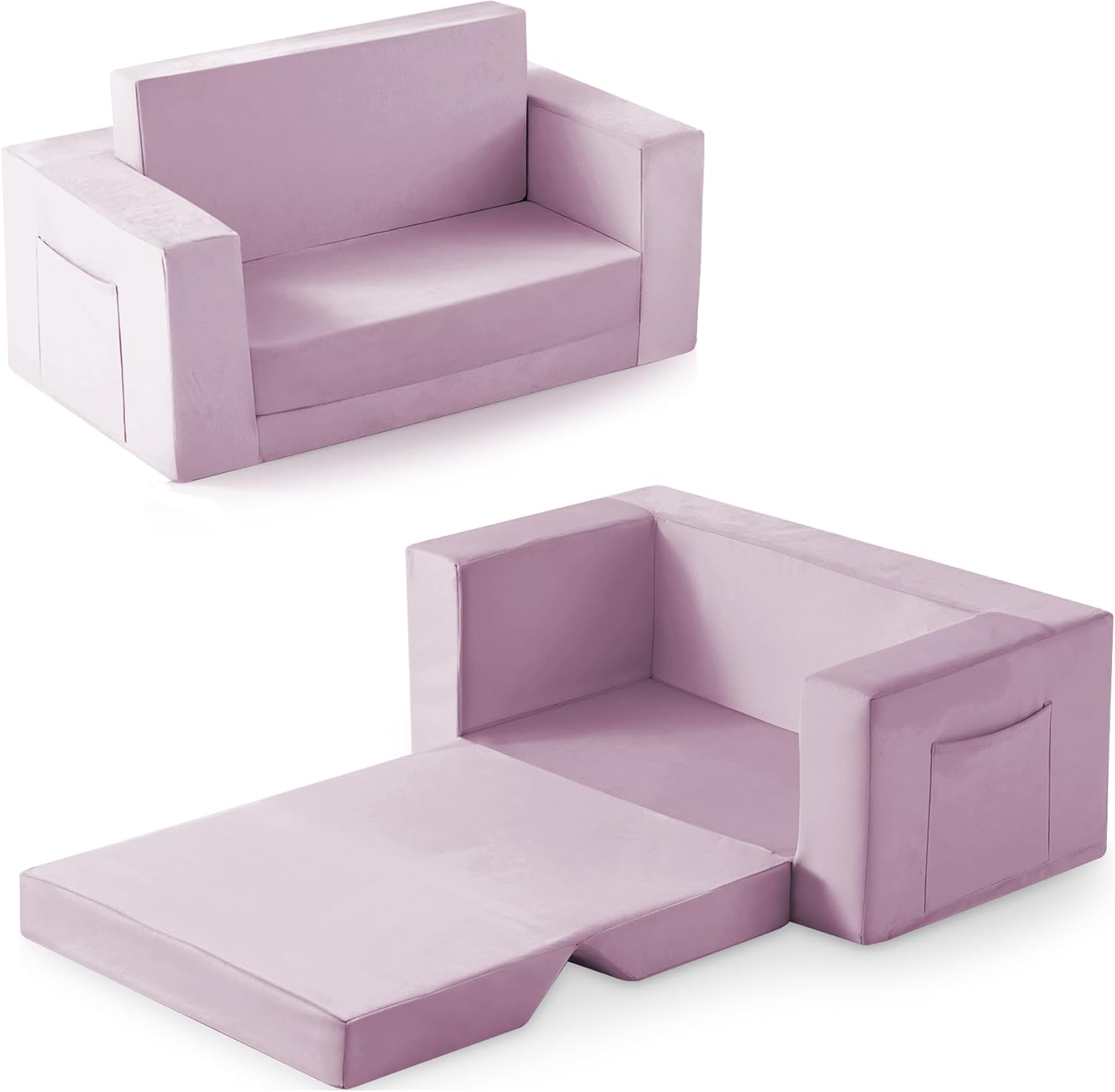 Kids Couch 2-in-1 Toddler Chair Comfy Convertible Lounge Chair