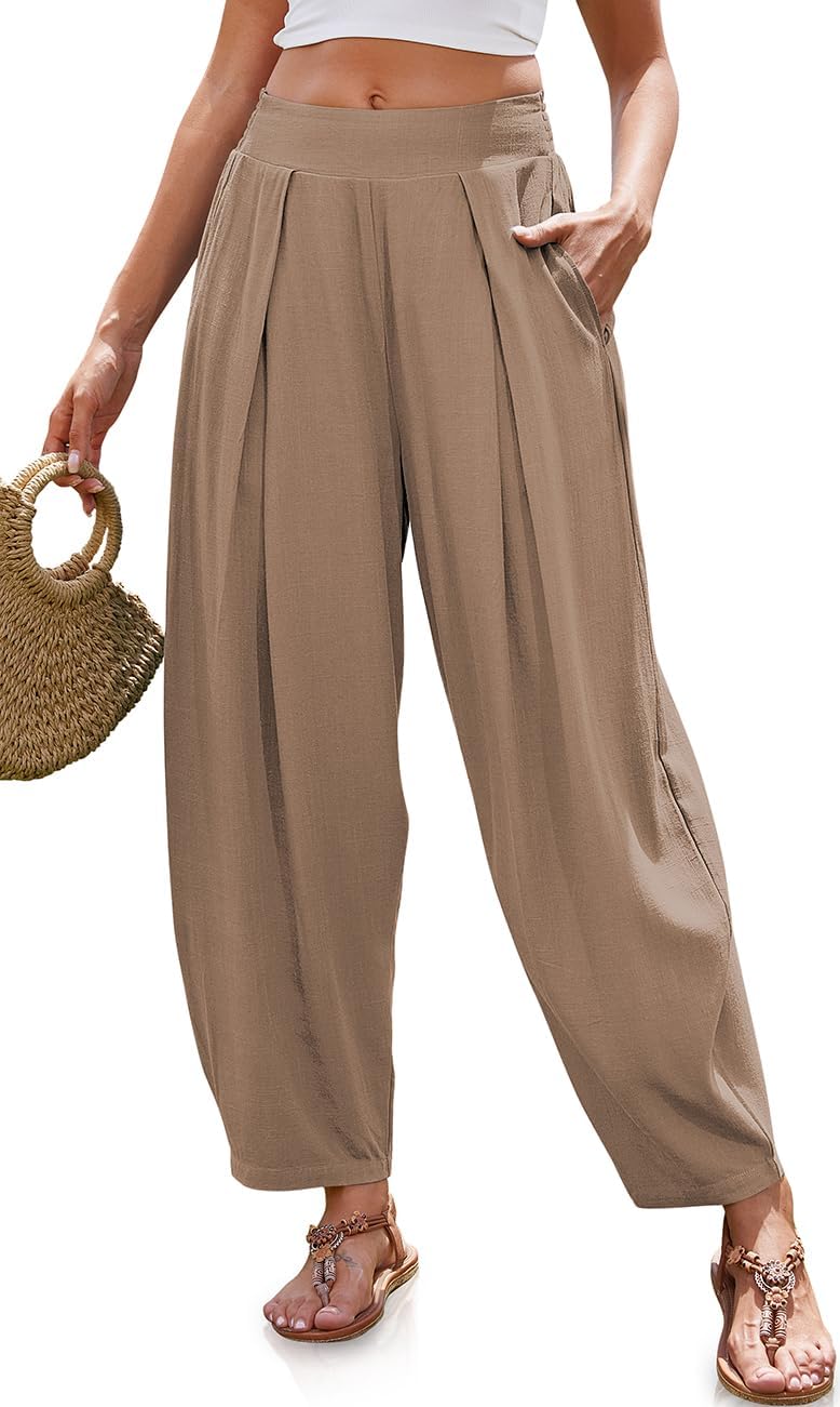 Womens Linen Harem Pants for Summer Beach Vacation Style