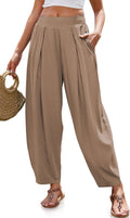 TARSE Womens Linen Harem Pants Loose Fit Boho Pants - Lightweight 5ft