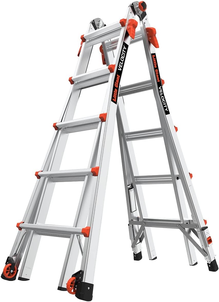 Multi-Position Ladder with Ratchet Levelers for Versatile Use