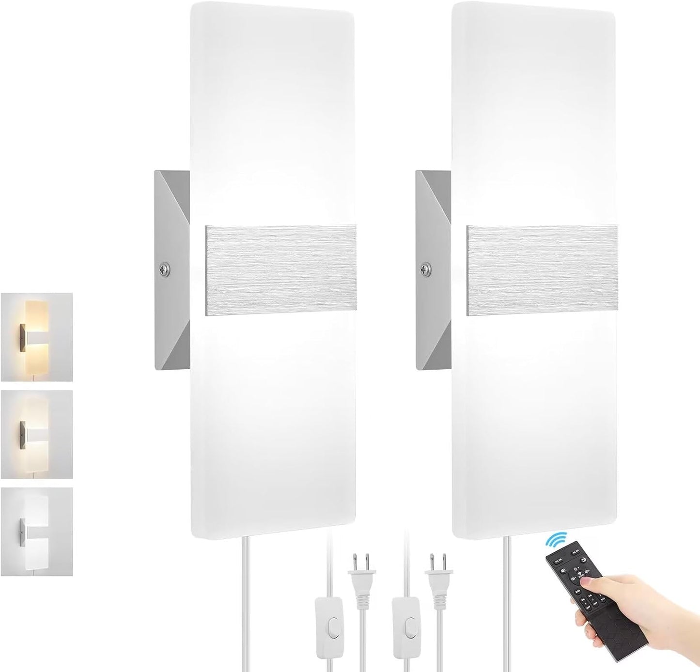 Adjustable Plug in Wall Sconces with Remote Control for Home