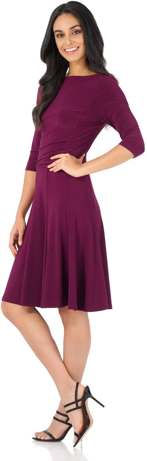 Rekucci Women's Flippy Fit N' Flare Dress with 3/4 Sleeves