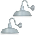 14in Galvanized Gooseneck Barn Light with 10in Arm - Two-Pack
