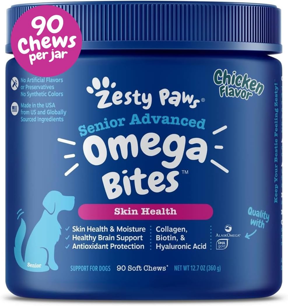 Zesty Paws Skin & Coat Bites for Dogs with Omega-3 Support