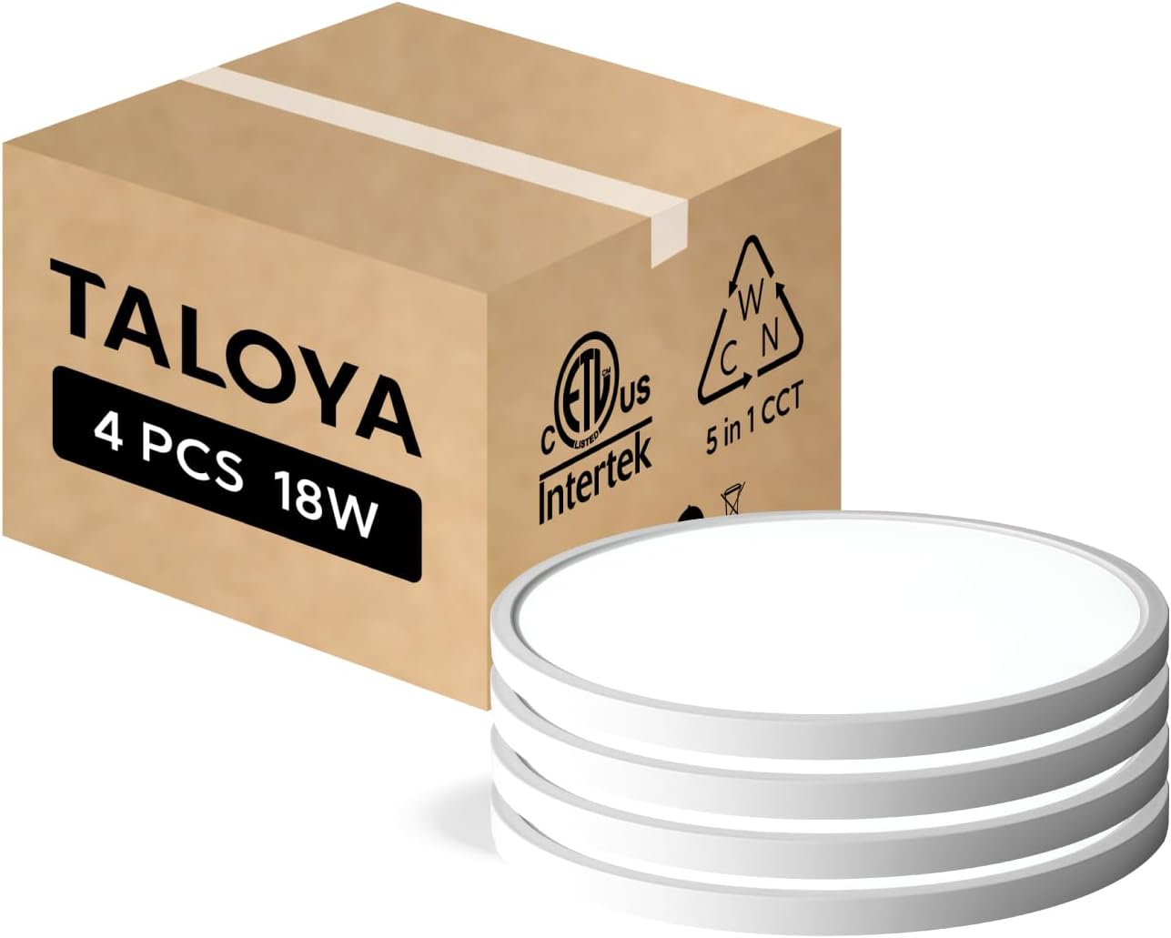 TALOYA Flush Mount Ceiling Light, 10 Inch, 18W, 5000K Daylight