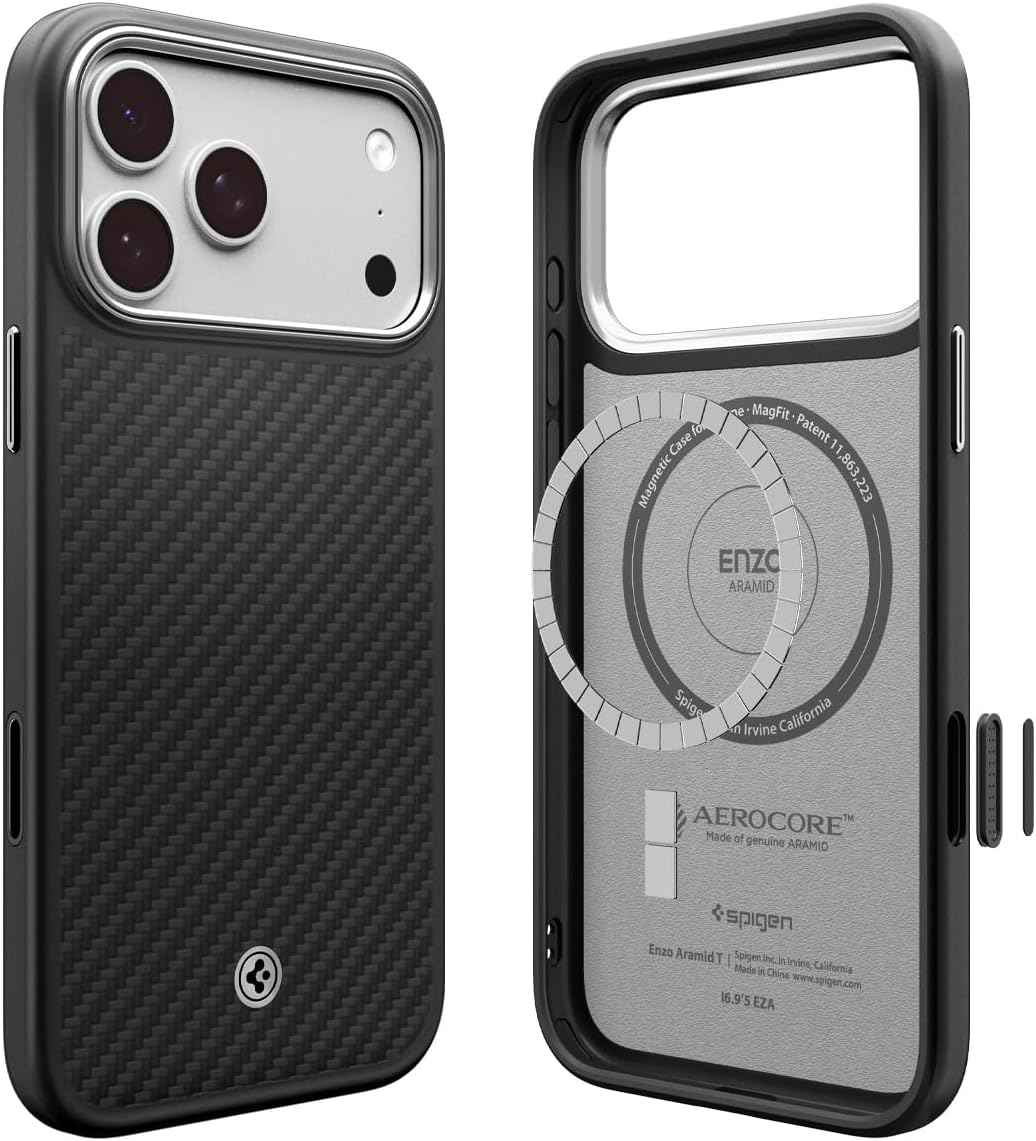 Spigen Enzo Aramid T Case for iPhone 17 Pro Max - Black Silver