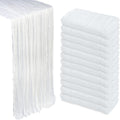 White Cheesecloth Table Runner 35x120 in 12 Pack - Boho Sheer Decor