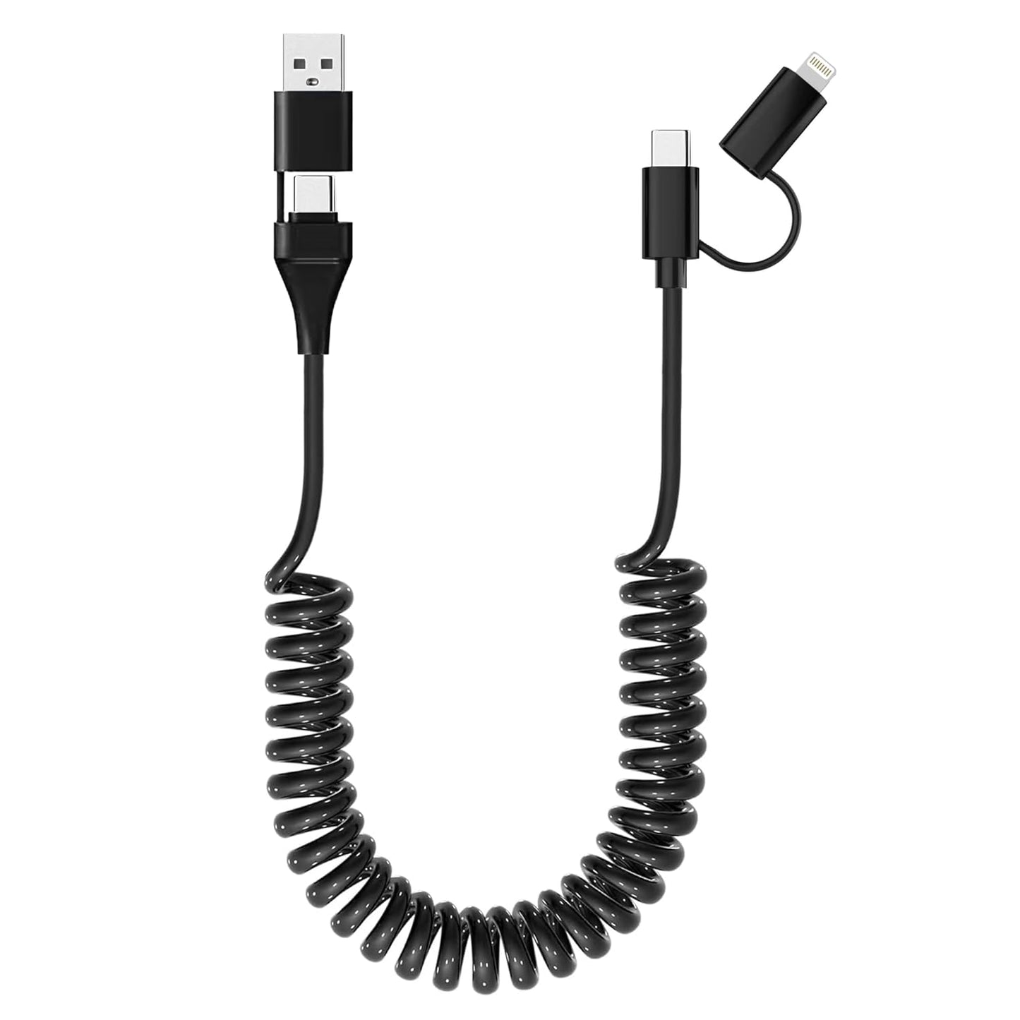 KETAKY Plus 4-in-1 Coiled Cable: PD Charge, MFi, Data