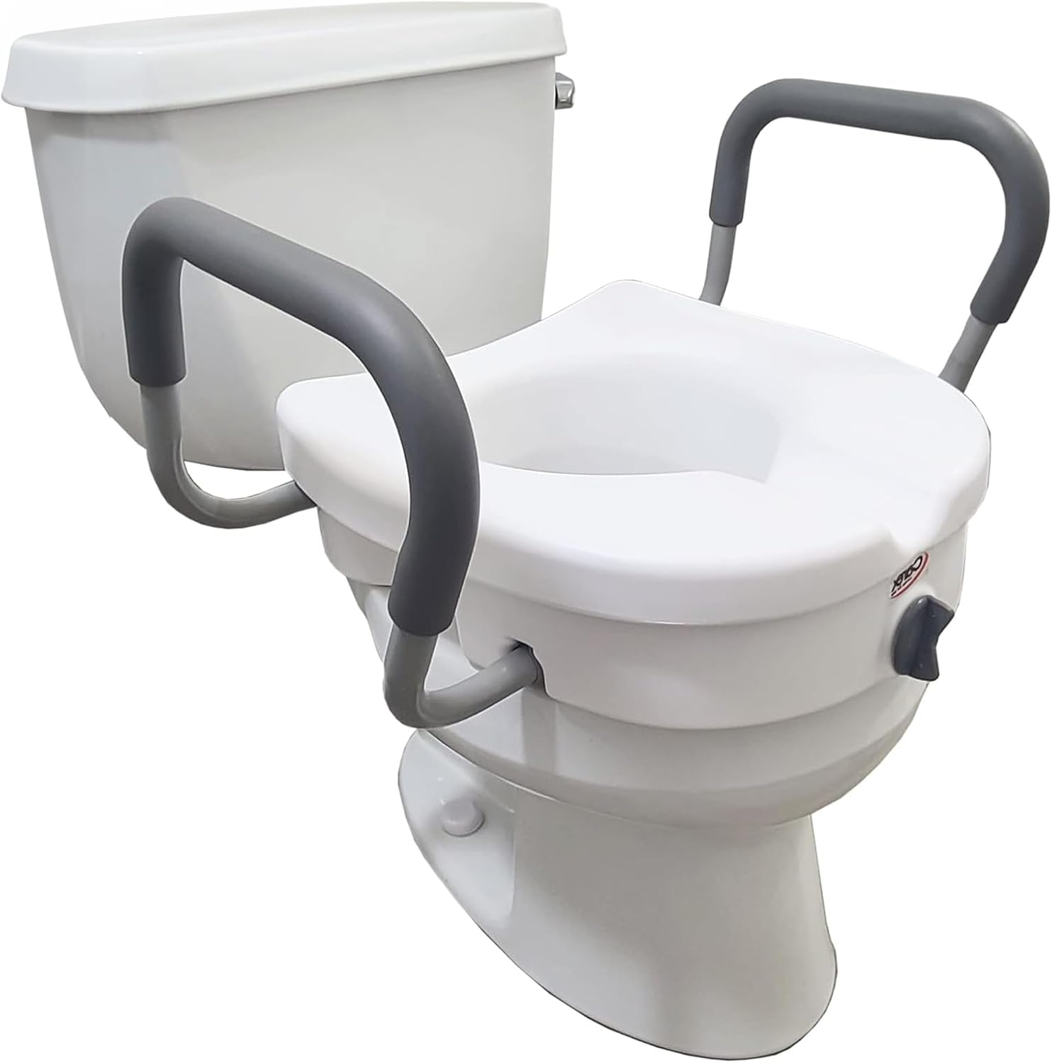 Carex E-Z Lock Raised Toilet Seat With Handles For Comfort