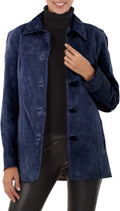 BGSD Women Anna Suede Leather Car Coat - Suede Classic for Work