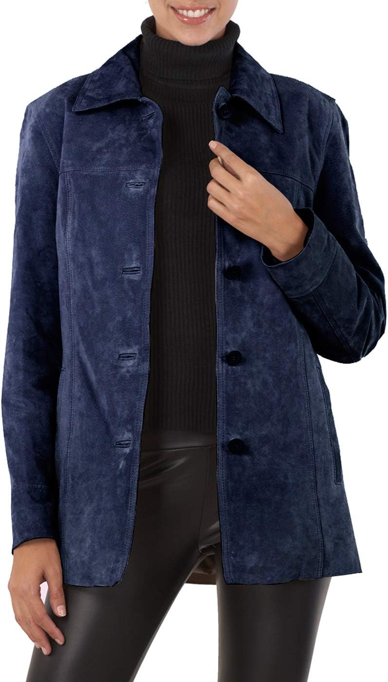 BGSD Women Anna Suede Leather Car Coat for Effortless Style