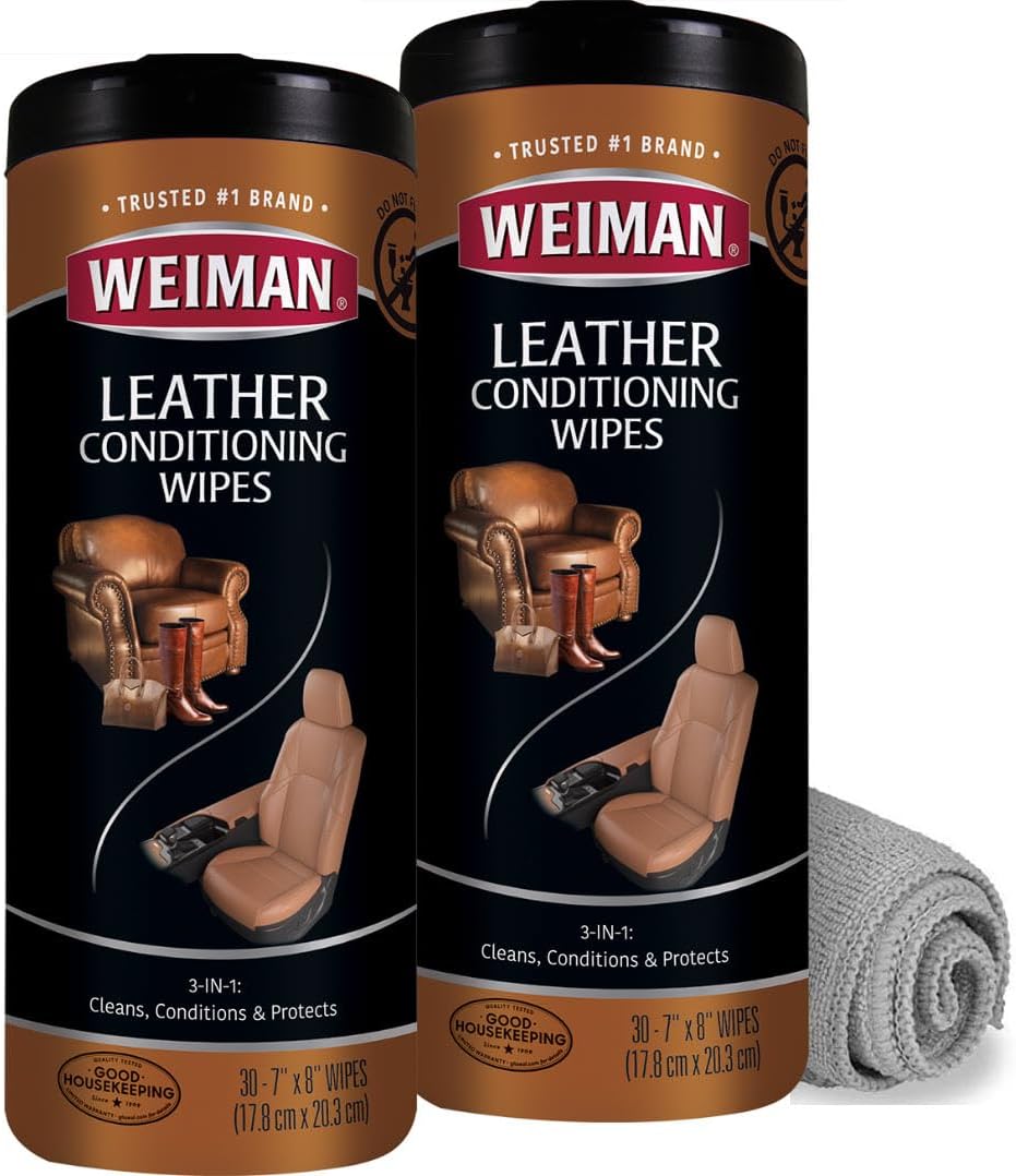 Weiman Leather Cleaner Wipes - Prevent Cracking & Fading