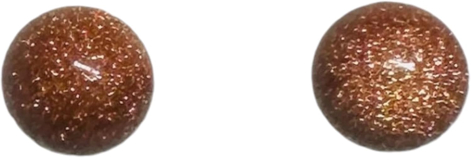 Sterling Silver .925 Brown Goldstone Venturina 8mm Stud Earrings
