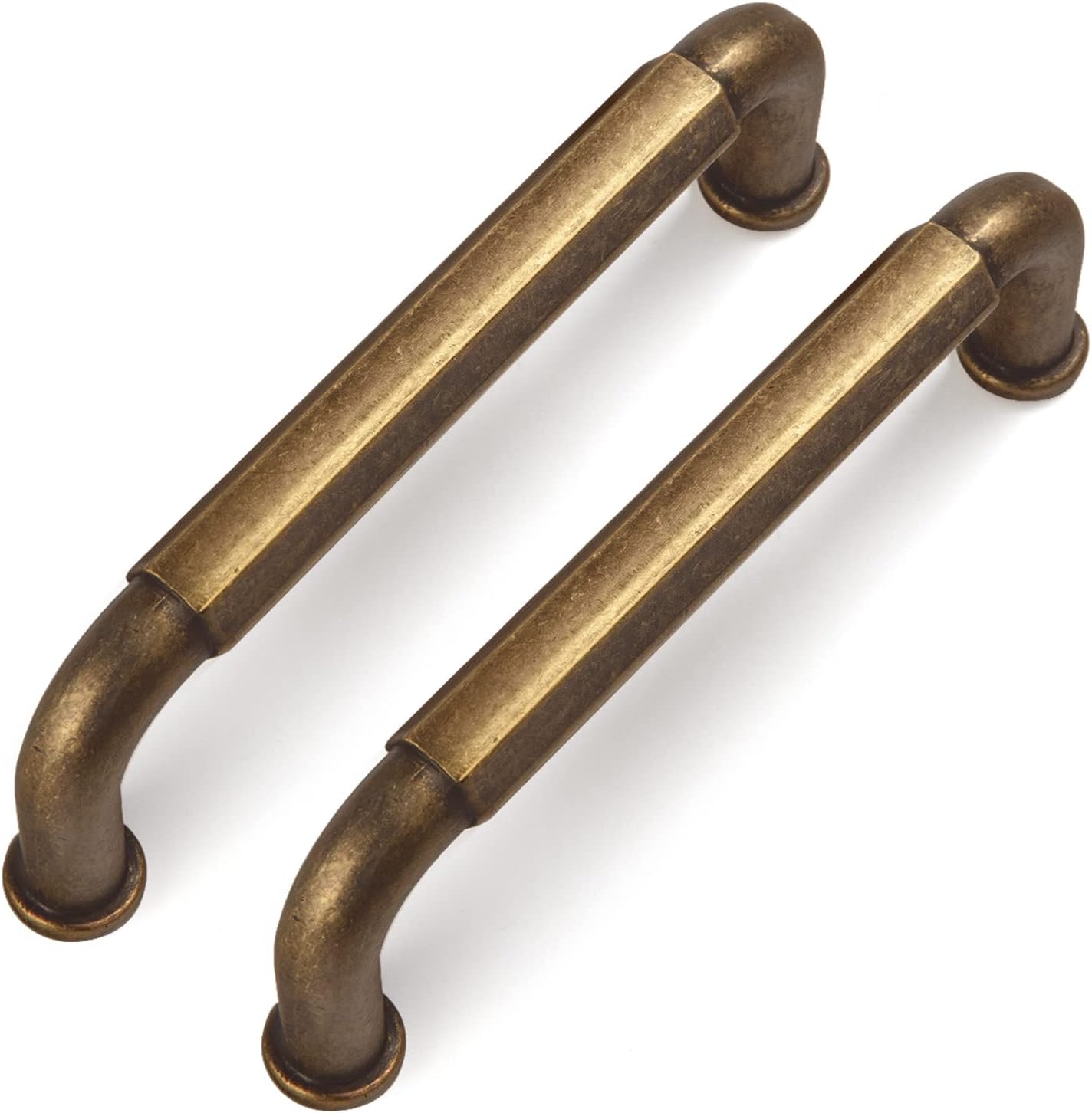 Antique Brass Cabinet Pulls - 6 Pack 3-3/4 Inch Drawer Handles