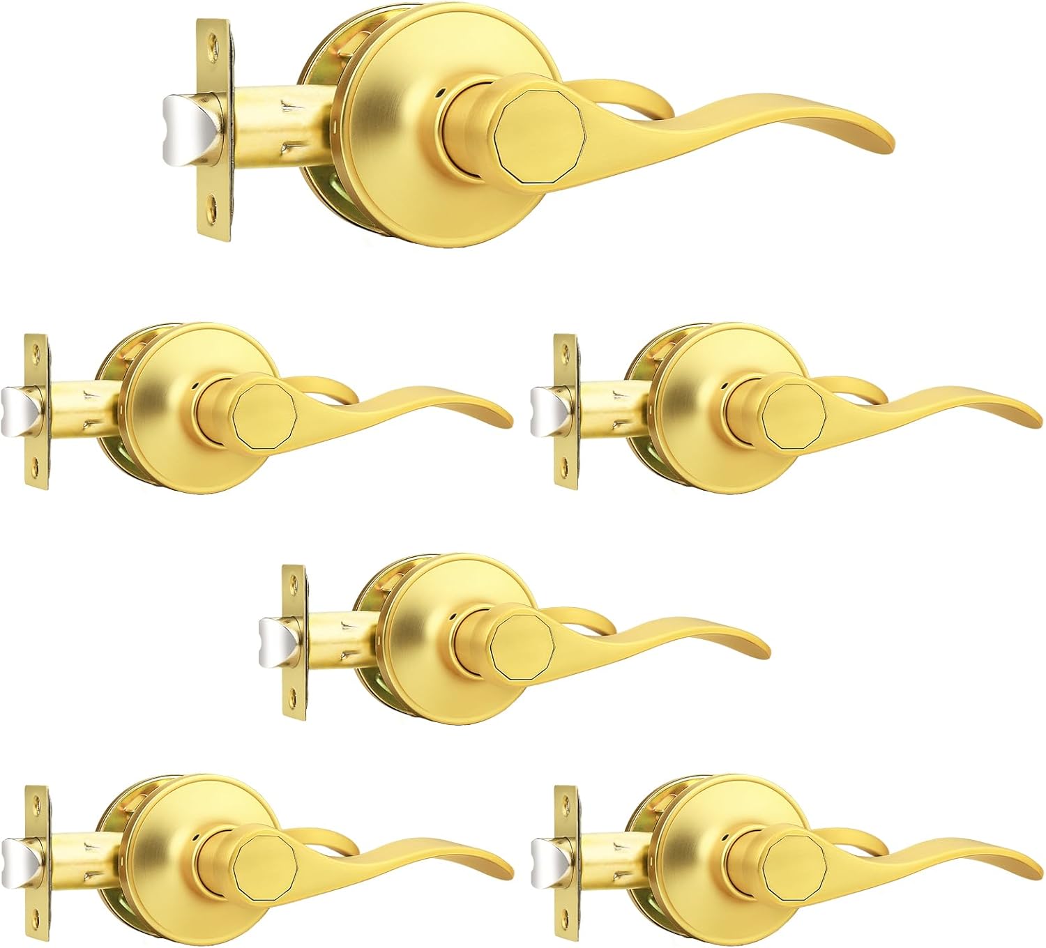 Probrico Gold Door Handle Passage Door Levers for Hallway Use