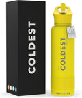 Coldest Insulated Water Bottle with Straw Lid - Solar Yellow 40 oz