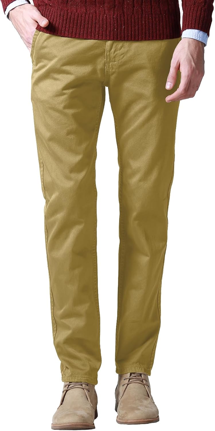 Match Mens Slim Tapered Flat Front Casual Pants for Style