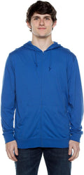 Lightweight Jersey Zip Hoodie for Men (4XL, Royal) - Slim Cotton Zip
