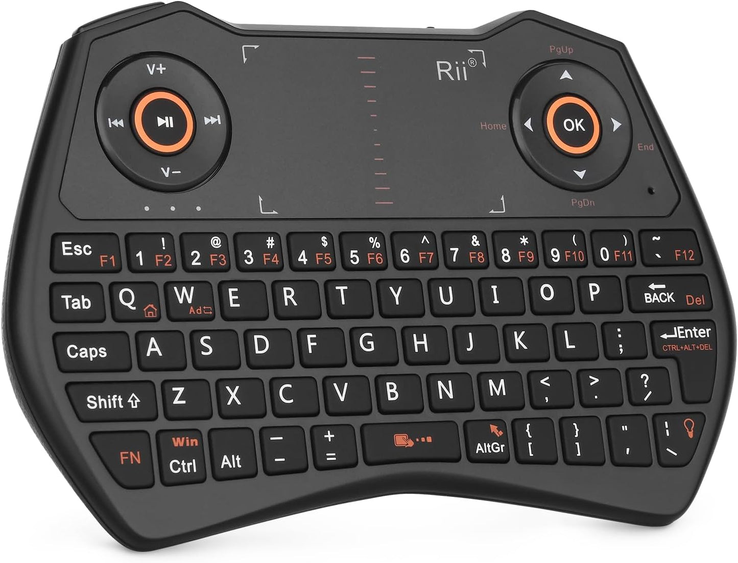 Rii Mini Wireless Keyboard: Backlit with Mic & Headphone Port