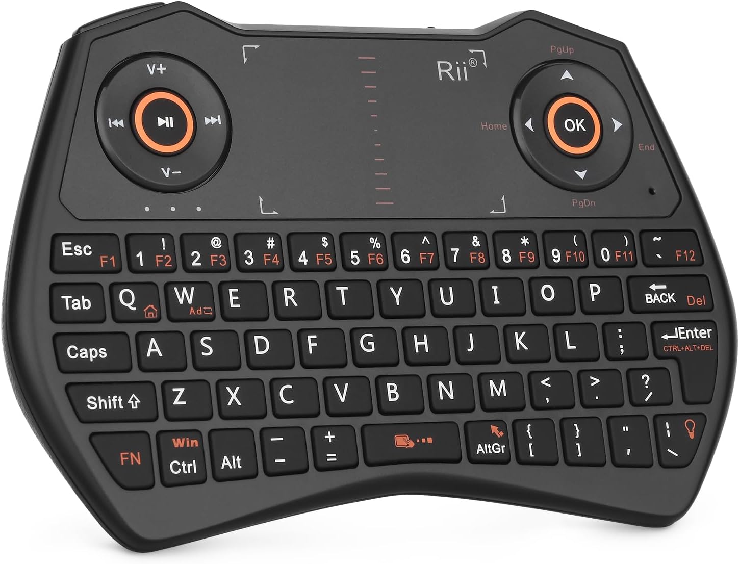 Rii Mini Wireless Keyboard: Backlit with Mic & Headphone Port