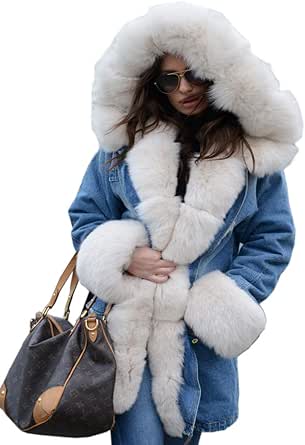 Aofur Plus Size Women's Long Hooded Parka Coat for Winter