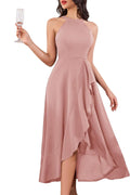 Stylish Women's Formal Prom Dress with Elegant Halter Neck Design
