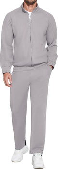 Mens Full Zip Tracksuit Set - Casual 2-Piece Athletic Sweatsuit