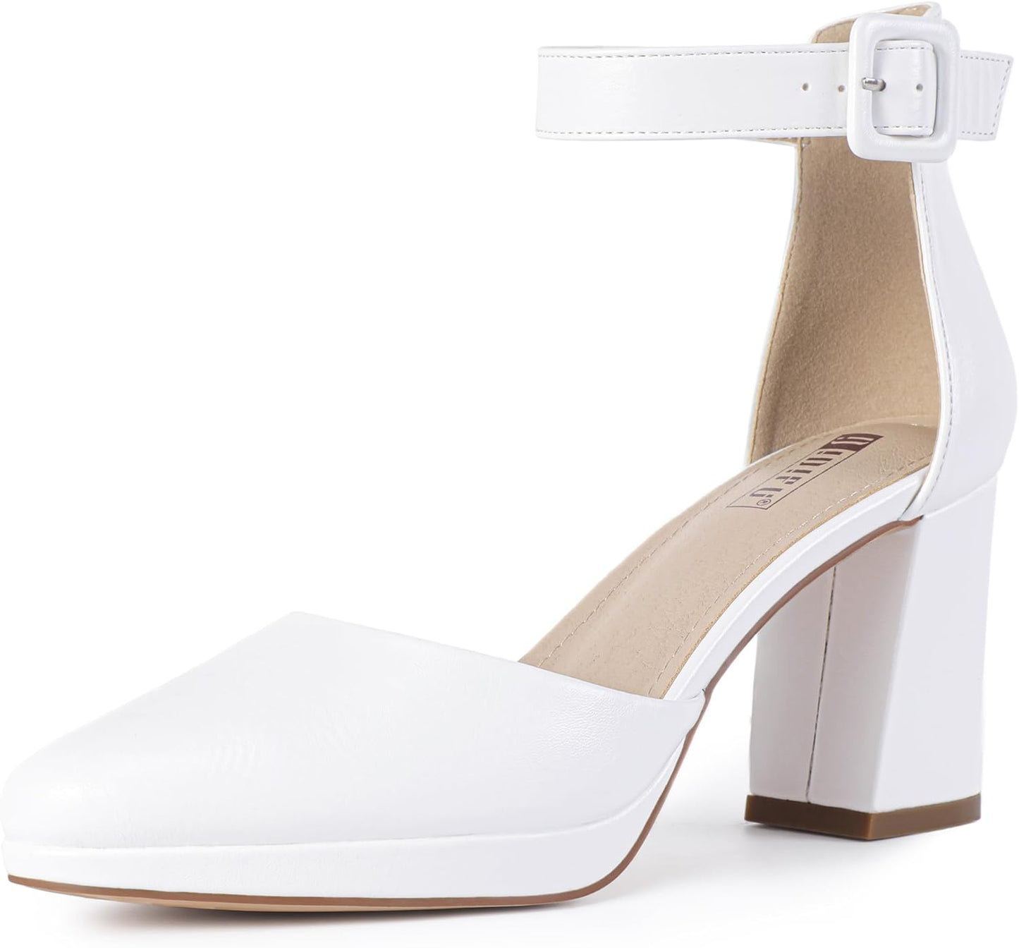 IDIFU Womens Closed Toe Heels Chunky Block Platform Pumps