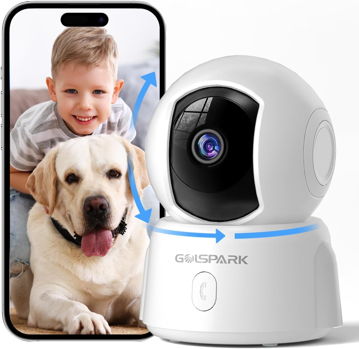 GOLSPARK 2K Pet Cam: Motion Tracking, 2-Way Audio, Night Vision