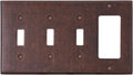 Switch Hits Mottled Antique Copper 3 Toggle - 1 GFI Rocker Cover
