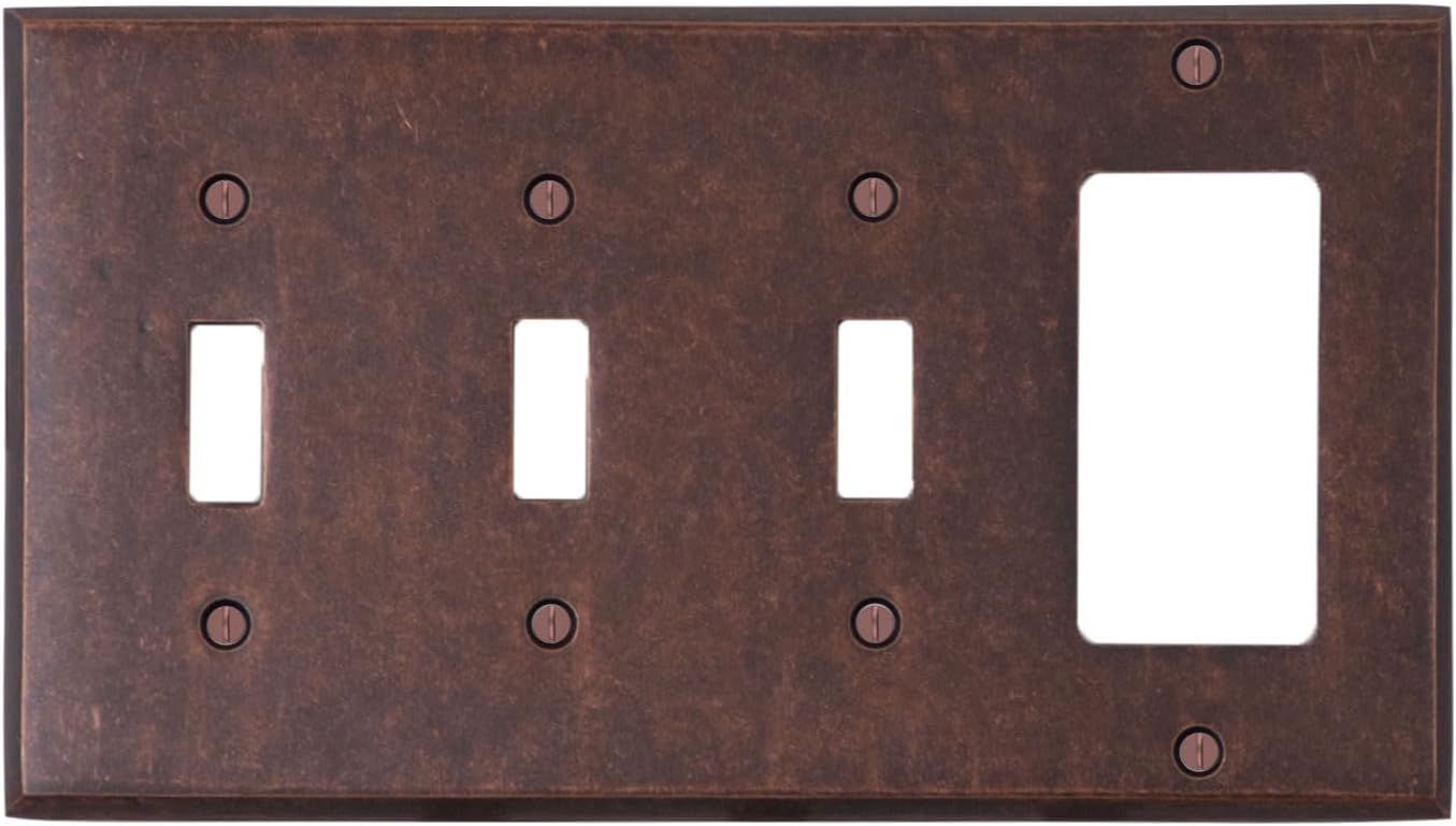 Switch Hits Mottled Antique Copper Outlet Wall Plate Cover