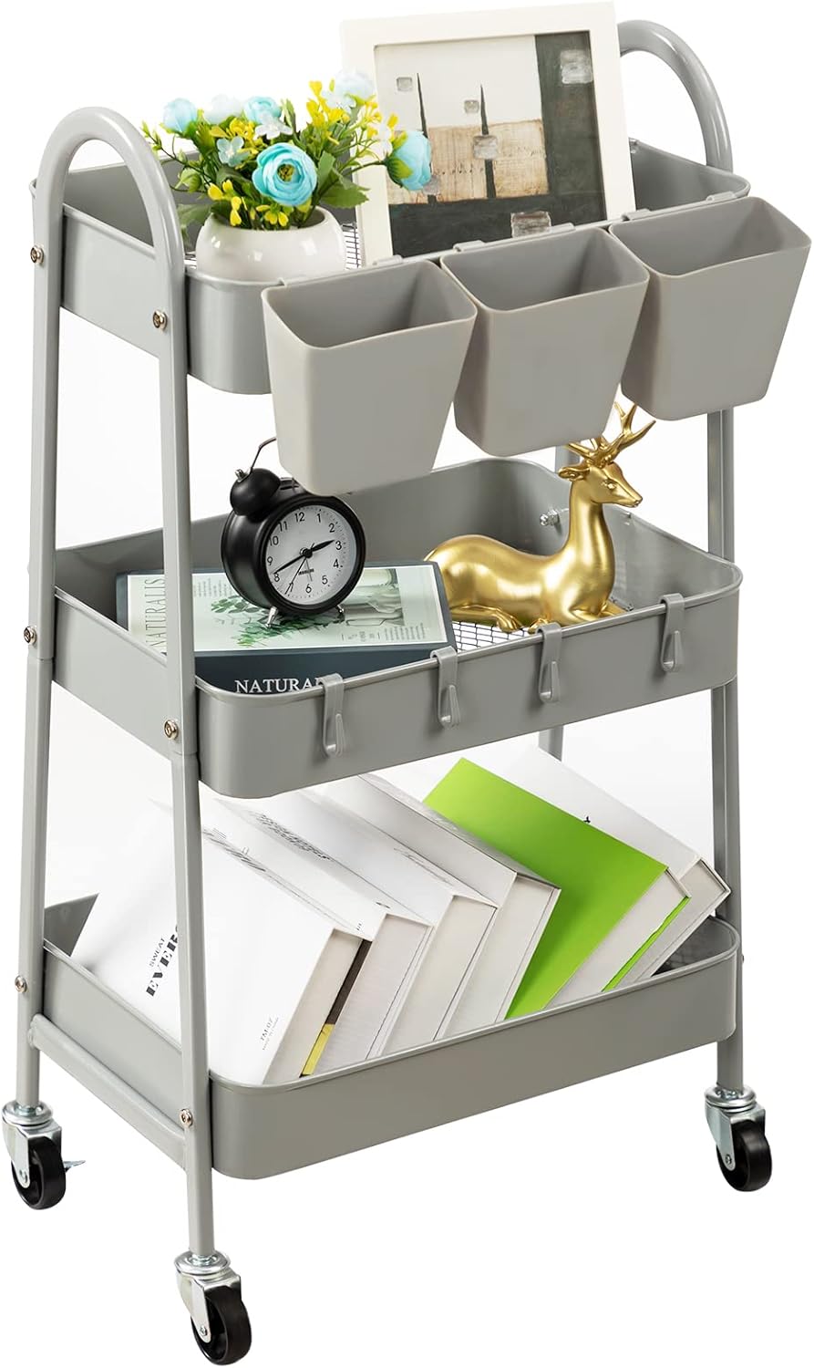 3-Tier Rolling Cart for Kitchen, Bathroom, Office, Workshop