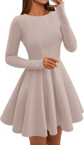 Long Sleeve A Line Dress for Women - Flowy Pleated Fall Style